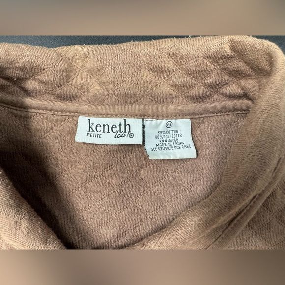 Keneth Too! Women’s Jacket Button Up Collared Quilted Tan Khaki PS Petite Small - Picture 8 of 10